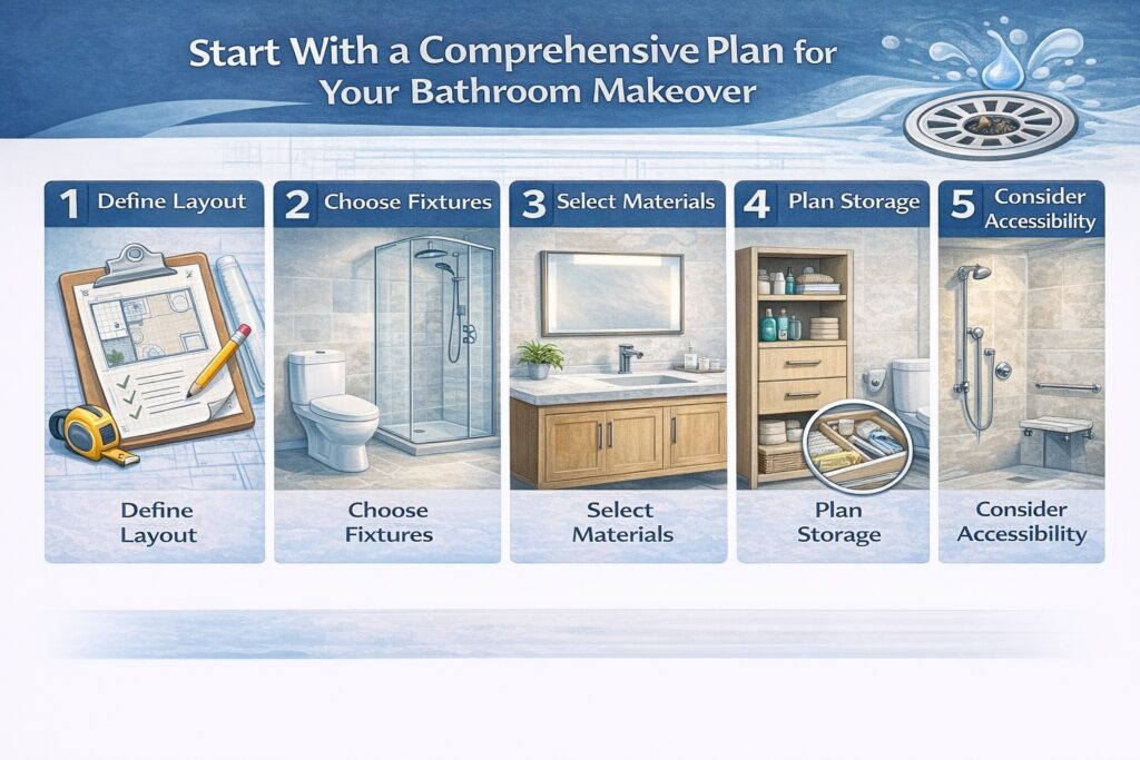 Tip 1: Start With a Comprehensive Plan for Your Bathroom Makeover