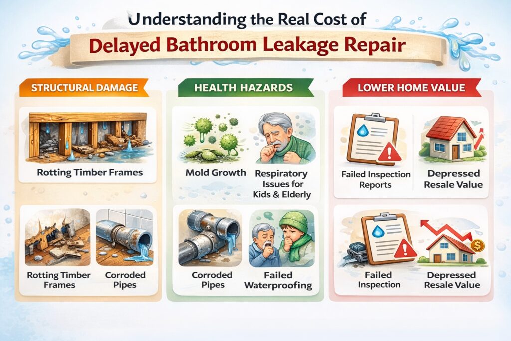 Understanding the Real Cost of Delayed Bathroom Leakage Repair