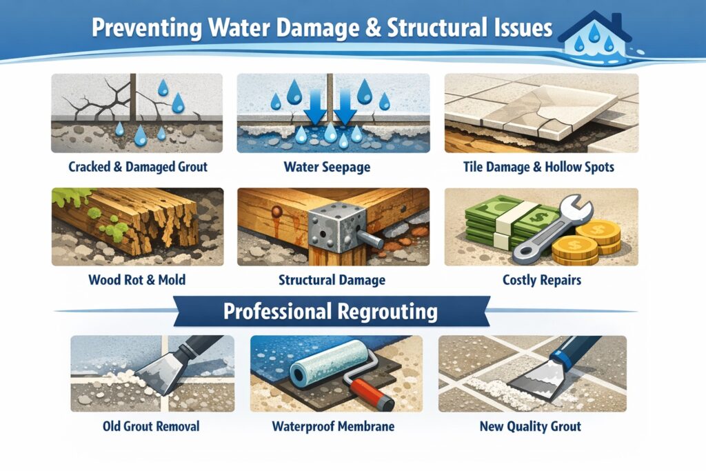 1. Prevents Water Damage and Structural Issues Through Professional Regrouting