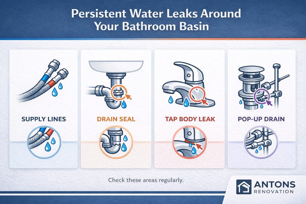 Persistent Water Leaks Around Your Bathroom Basin