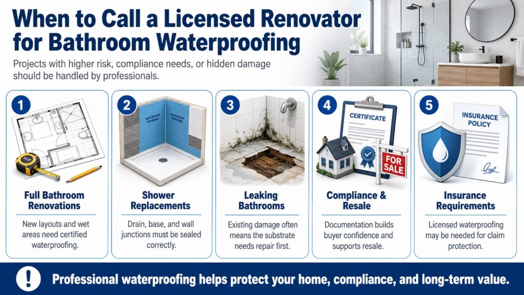 When to Call a Licensed Renovator for Bathroom Waterproofing