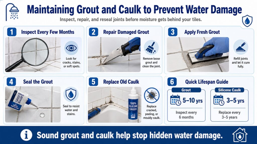 3. Maintaining Grout and Caulk to Prevent Water Damage