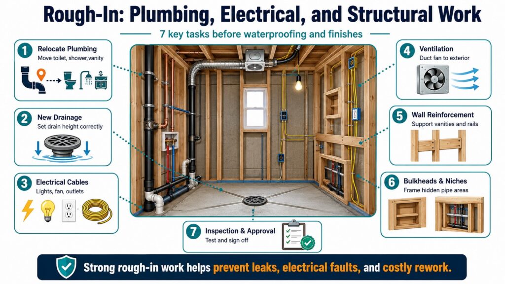 Rough-In: Plumbing, Electrical, and Structural Work